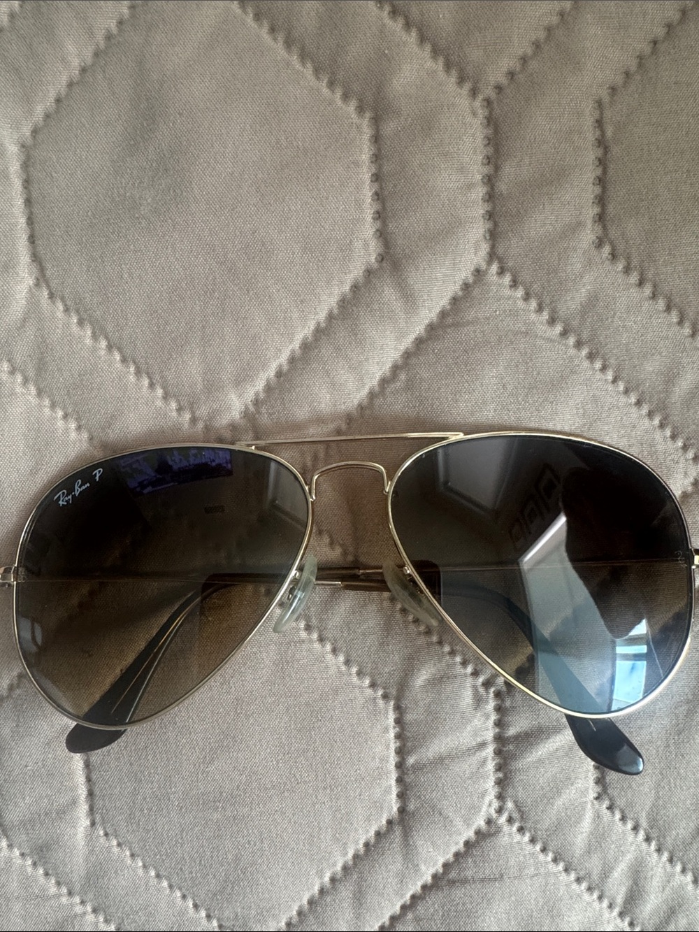 Ray-Ban Gold Frame Aviator Sunglasses with Gradient Brown Lenses